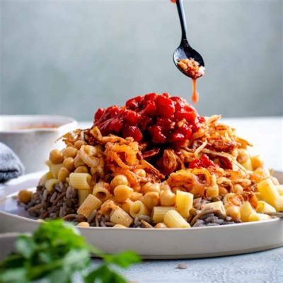  koshari、スパイスの香りが食欲をそそる、エジプト・タンタのソウルフード！